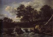 Jacob van Ruisdael Waterfall near oan Oak wood France oil painting artist